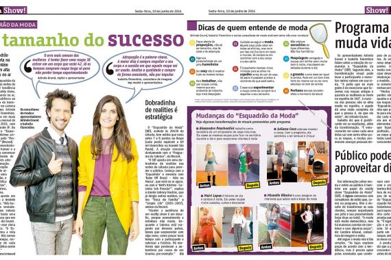 Participação na mídia – Esquadrão da Moda para o Jornal Agora